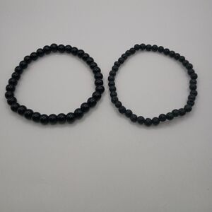 Mens Black Onyx And Lava Stone Beaded Bracelets Set